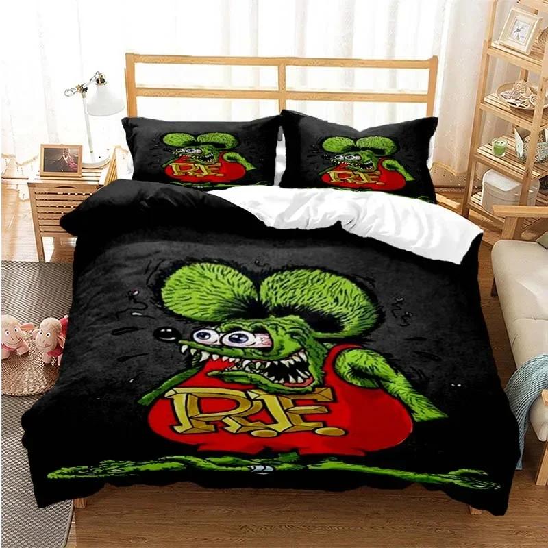 Rat Fink Mode Digitaldruck Bettwäsche Set Einzelbett Twin Doppelbett Queen King Cal King Größe Bettwäsche Set