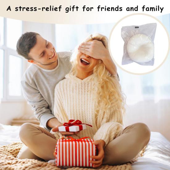 White Steamed Bun Squeeze Toy Stress Relief Slow Rising Egg Yolk Puff Sensory Toy Soft Stress Ball Stretchy Simulated Food Pinch Fidget Toy