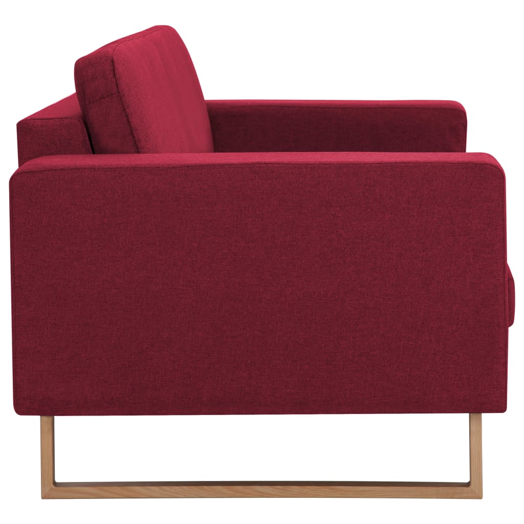 3 Seater Sofa Fabric Burgundy Red