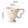 1PC Elegant Romantic Relief Ceramic Cup Mug Office Creative Breakfast Milk Goblet Household Anti-scalding Tableware