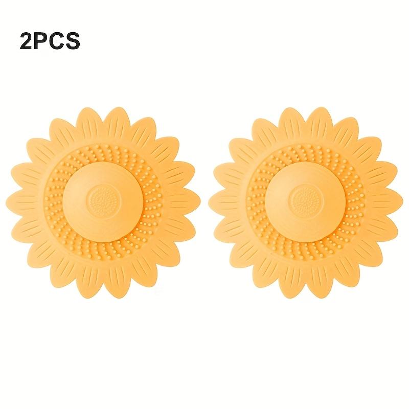 2Pcs Sunflower Floor Drain, Silicone Sink Cover, Bathroom Deodorant Pad, Silicone Bathtub Drain Plug, Sink Filter