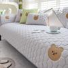 Summer Latex Ice Silk Sofa Cushion Cartoon Dull Bear Non-Slip Sofa Cover Cool Breathable Summer Sofa Cover