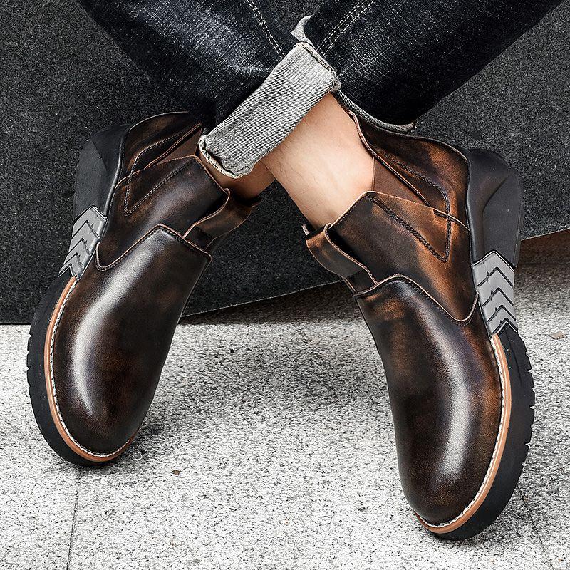 2022 Spring and Autumn New Martin Boots Men's Thick Sole Casual Leather Shoes