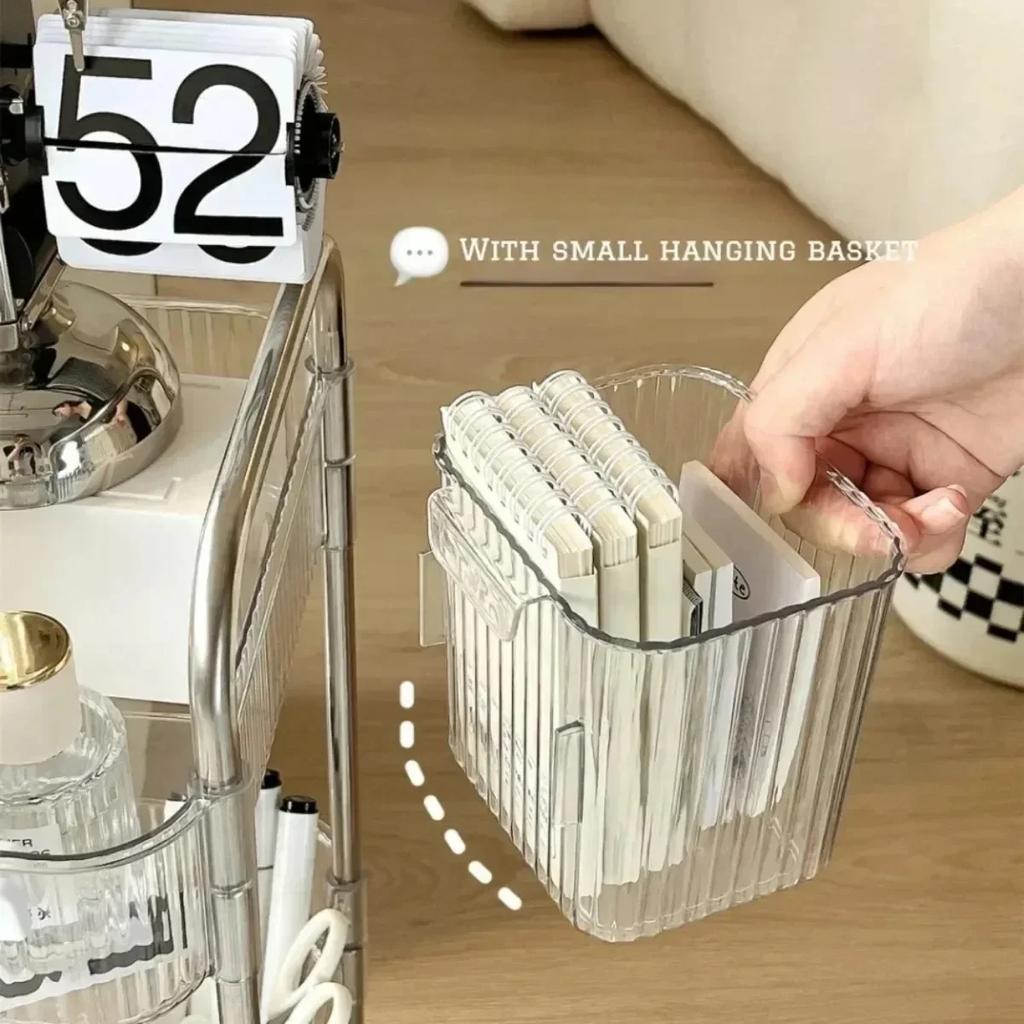 Acrylic Trolley Storage Rack TransparentMultilayer Rolling Cart with Removable Baskets Cosmetics Snack Storage Shelf Bookshelf