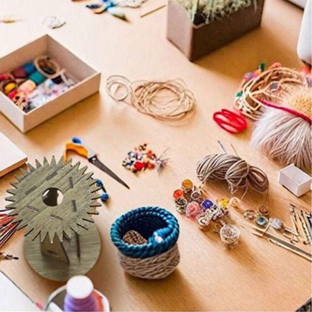 Weben Holz Flechtscheibe Schnur mit Holzgriffen Armband Strickscheibe Handgefertigt Gewebt DIY Handseil Flechtrahmen