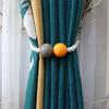 Hole-free Curtain Straps, Decorative Wooden Bead Magnetic Buckles, Creative Wooden Macaron Curtain Magnet Buckle Straps