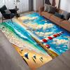 Vintage Ocean Seascape Door Mat, Retro Lighthouse & Seagull Pattern Rug, Non-Slip Washable Decor Carpet for Living Room Bedroom
