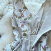 Summer Vacation Floral Printed Halter Chiffon Tiered Maxi Dress for Women Sexy V-Neck Backless Lace-up Ruffles Holiday Long Dress