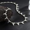 Ethnic Style Shark Teeth Pendant  Bracelet Silver Geometric Jewelry Set Rivet Spike Necklace  Gift