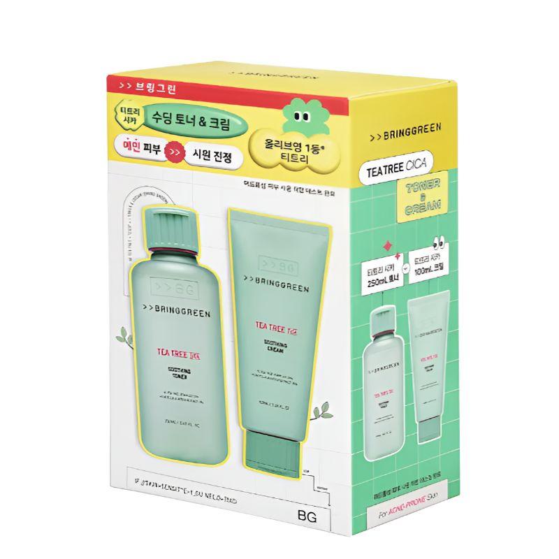 

BRINGGREEN Tea Tree Cica Soothing Toner 250ml + Cream 100ml Set