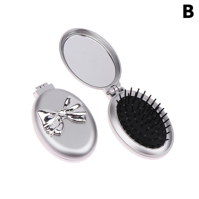 

1 шт. Складная расческа с зеркалом, карманного размера, расческа для массажа кожи головы, портативная щетка для укладки волос для женщин, парикмахерские аксессуары