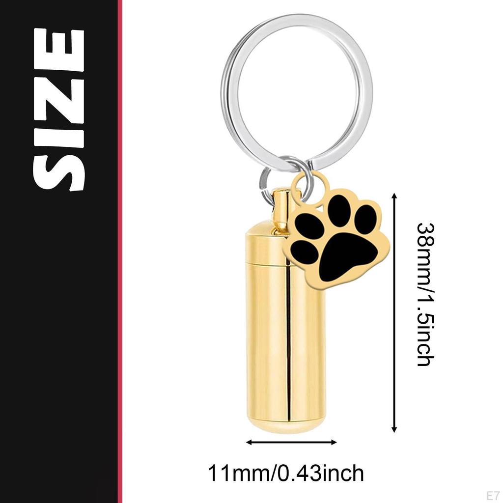 Cremation Jewelry Urn Keychain for Keepsake Key Chain Unique Metal Pet Hair Storage Bottle