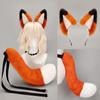 Anime Cosplay Dog Fox Ears Headband Tail Set Adults Japanese Style Winter Costume Accessory