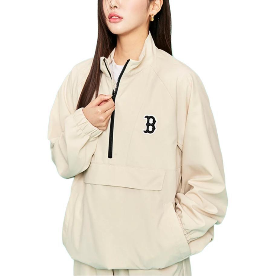 MLB Sweatshirts Unisex Apricot Stand Collar Moderate Cardigan 3AWJB0231-43BGL