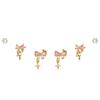 S925 Silver Pink Bow & Star Zircon Stud Earrings - Exquisite Autumn/Winter Style for Women