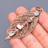 Rainbow Moonstone Rough Gemstone Copper Electroformed Handcrafted Ethnic Pendant V-38