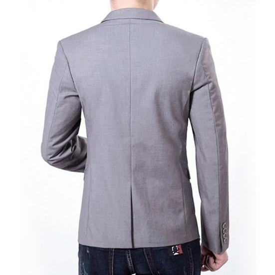 Móda Pánsky oblek Slim Fit Formálny oblek na jedno tlačidlo Business Blazer Coat Bunda Topy L sivej farby