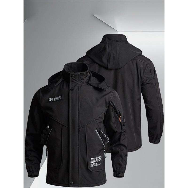 Wear-resistant Jacket Autumn And Winter Plus Velvet Cold Warmth Army Green Outdoor Overalls Suit Men's Water Jacket