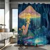 Mushroom Forest Shower Curtain, Vibrant Digital Print, Sparkling Lights, Machine Washable,  All-Season Polyester Bathroom Decor