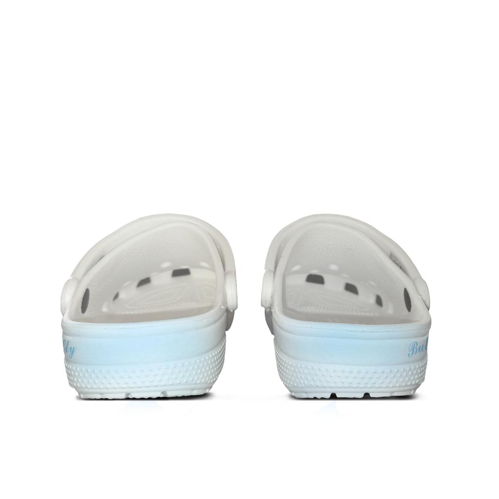 Crocs Classic clog EVA Pure White Butterfly Language Fashionable Elegance Comfortable Romantic Hole Shoes Unisex Blue and White