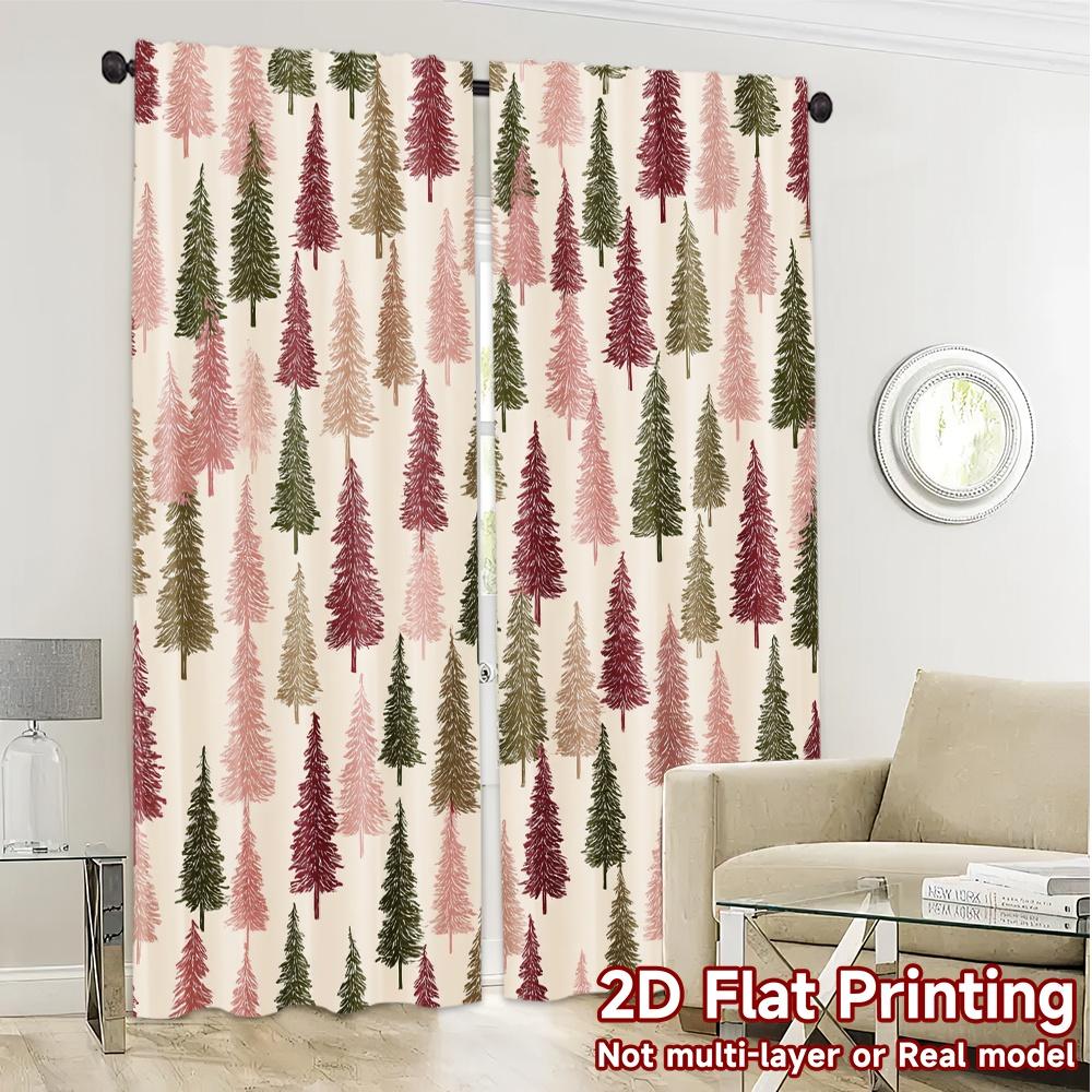 2D Flat Printing  JIT 2pcs   Curtains (Without Rod) Festive Forest(3) Creative Modern Curtains Durable Polyester Curtains Home