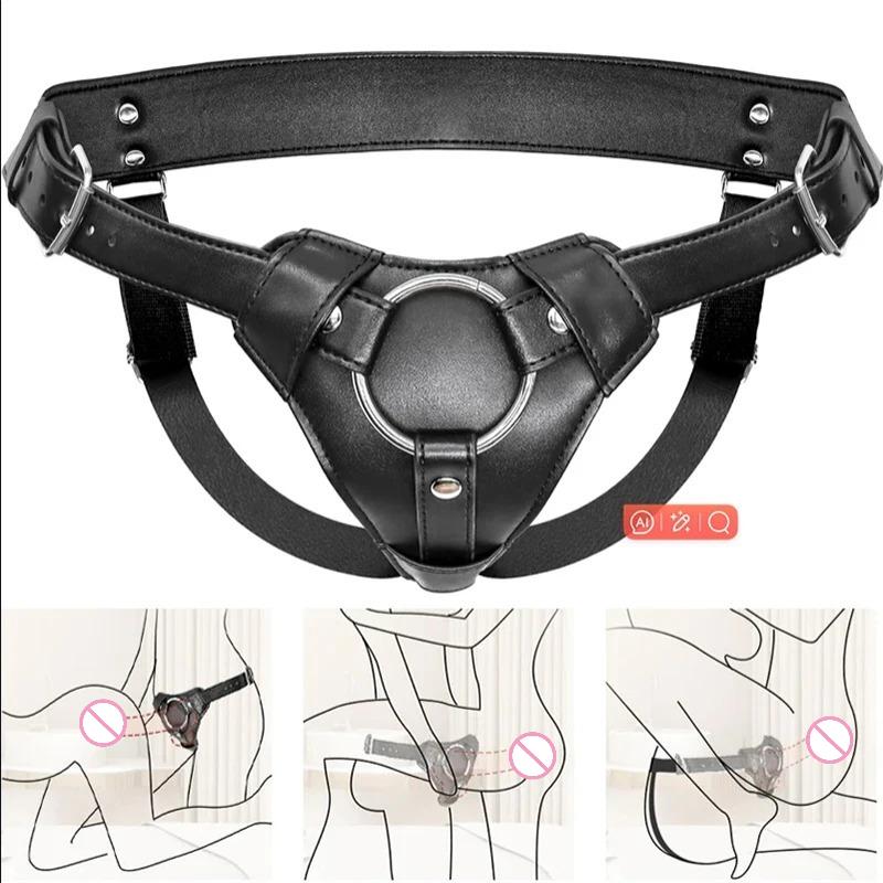 Pantaloni Ham din Piele pentru Femei – Jucărie Dildo Ajustabilă pentru Pătrundere și Joc de Rol (Purtabil și Sigur)