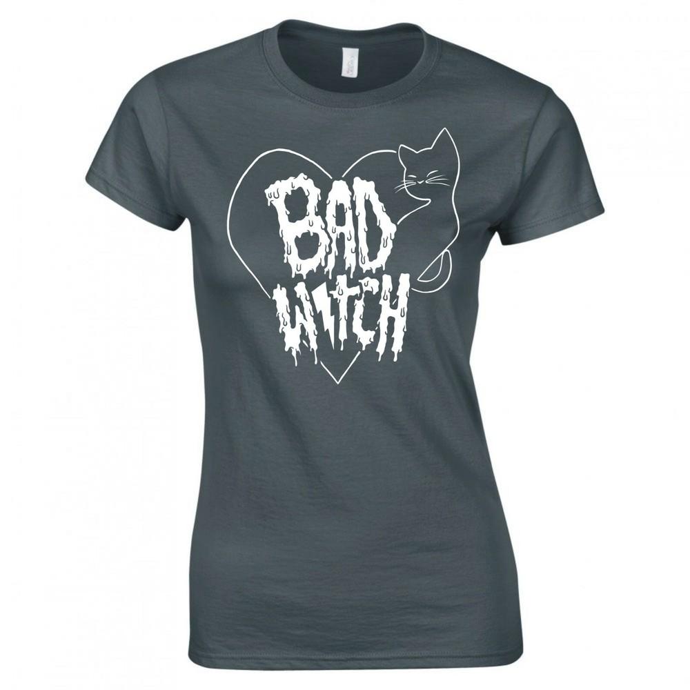 Funny Goth Bad Witch Ladies Skinny Fit Tshirt