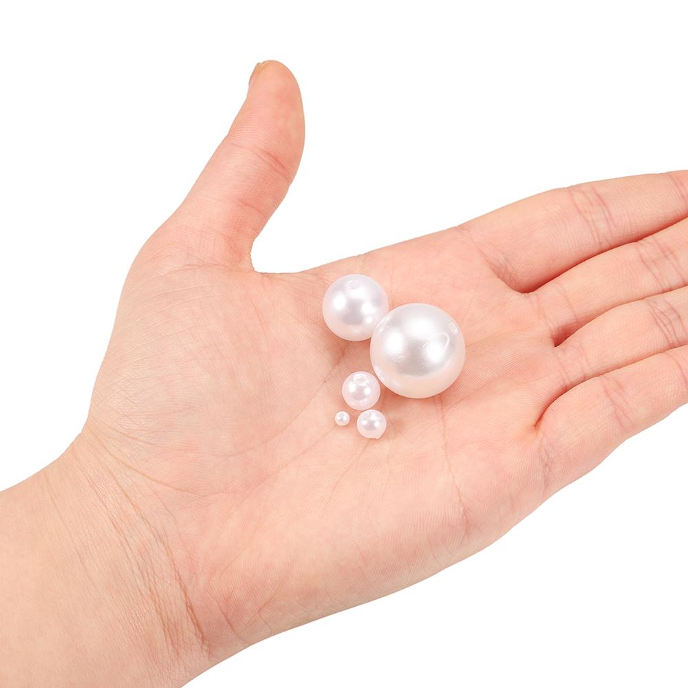 3mm-20mm Straight with Hole Imitation Pearl Bead Loose Acrylic Round Beads for DIY Craft Jewelry Making Supplies Accessories
