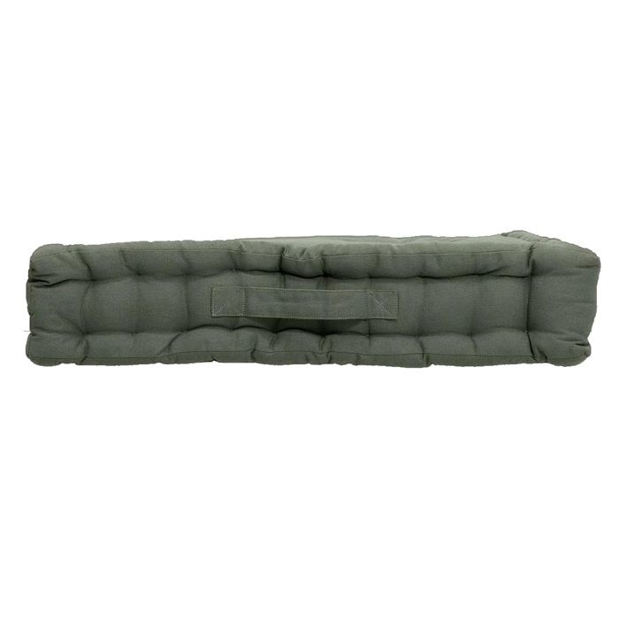Coussin De Sol - Panama - 50 X 50 Cm - Vert Gris - Effet Matelassé Avec 5 Boutons