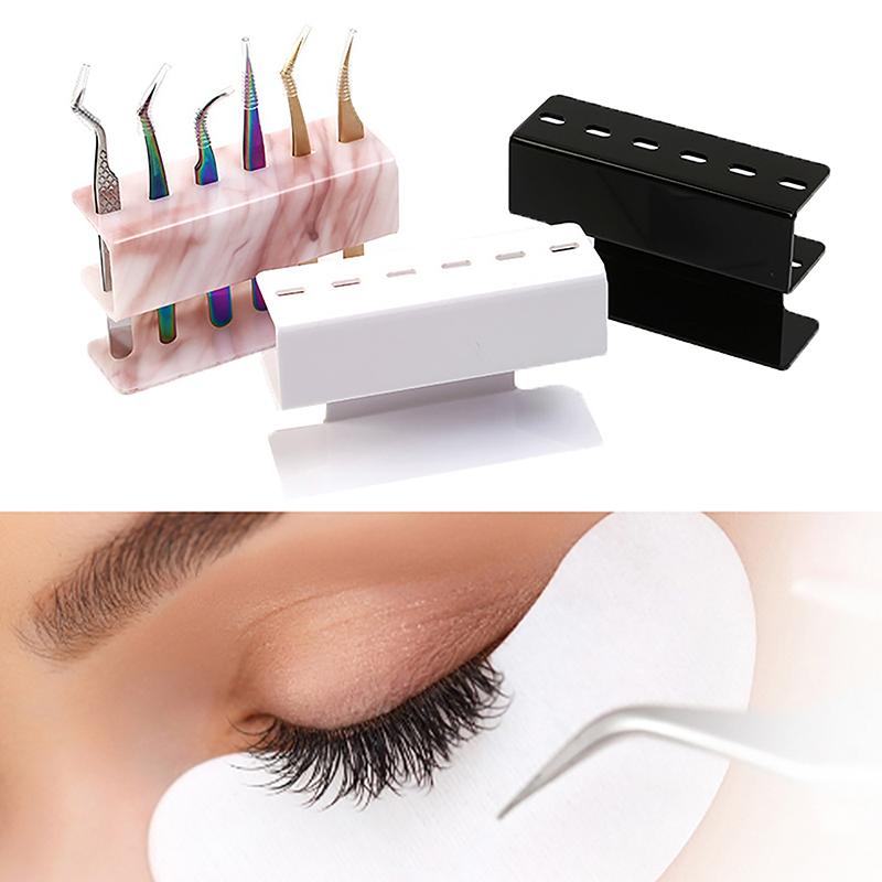 Acrylic Eyelash Tweezers Storage Holder Stand 6 Holes Convenient Tweezers Stand Shelf Hold Lash Extension Women Makeup Tools