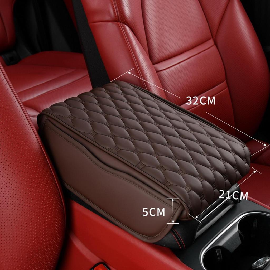 Car Armrest Cushion Pillow PU Leather with Storage Pocket Arm Rest Pad Box Cover