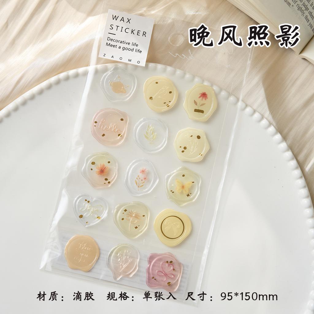 1pc Epoxy Stamp Stickers, Fresh Style Hand Account Wax Seal Stickers, Cute Sealing Stickers for Decoration