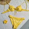 Lemon Yellow Three-Piece Bikini Set - Trendy Xiaohongshu Style for Women, Perfect for Sexy Vacation Photos