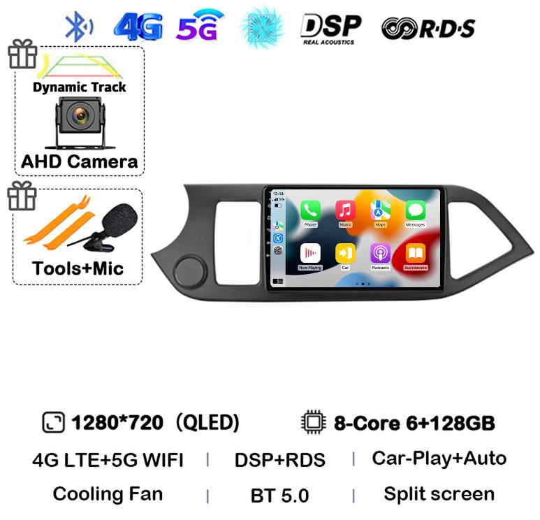 Android 14 Carplay Auto For KIA PICANTO Morning 2011 2012 2013 2014 2015 2016 Multimedia Car Radio Navigation Player WIFI+4G DSP