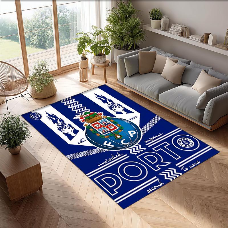 FC Porto Printed Flannel Area Rug Non Slip Soft Polyester Floor Carpet Indoor Decor Mat for Bedroom Living Room Sofa
