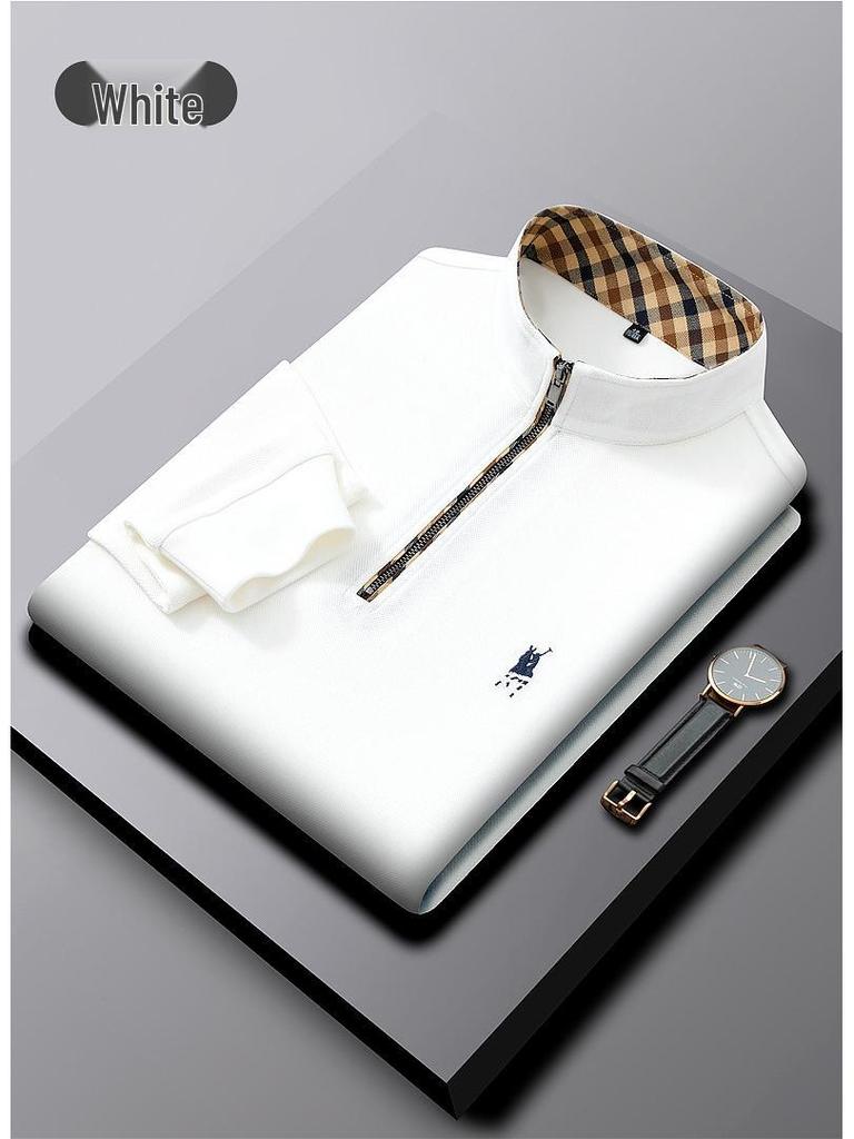 Men's Autumn/Winter 2025 Python Dragon Embroidered Long Sleeve Half-Zip Stand Collar Casual Top