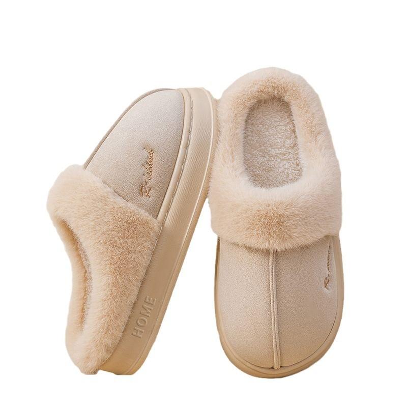 Cotton slippers autumn and winter 2025 new home indoor plush warm fluffy slippers couple winter