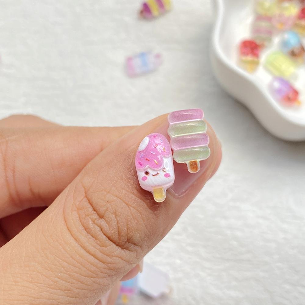 50pcs Mixed Resin Mini Colored Fruit Ice Cream Nail Art Flat Back Stone Applique DIY Christmas Charms Scrapbook Decor Crafts