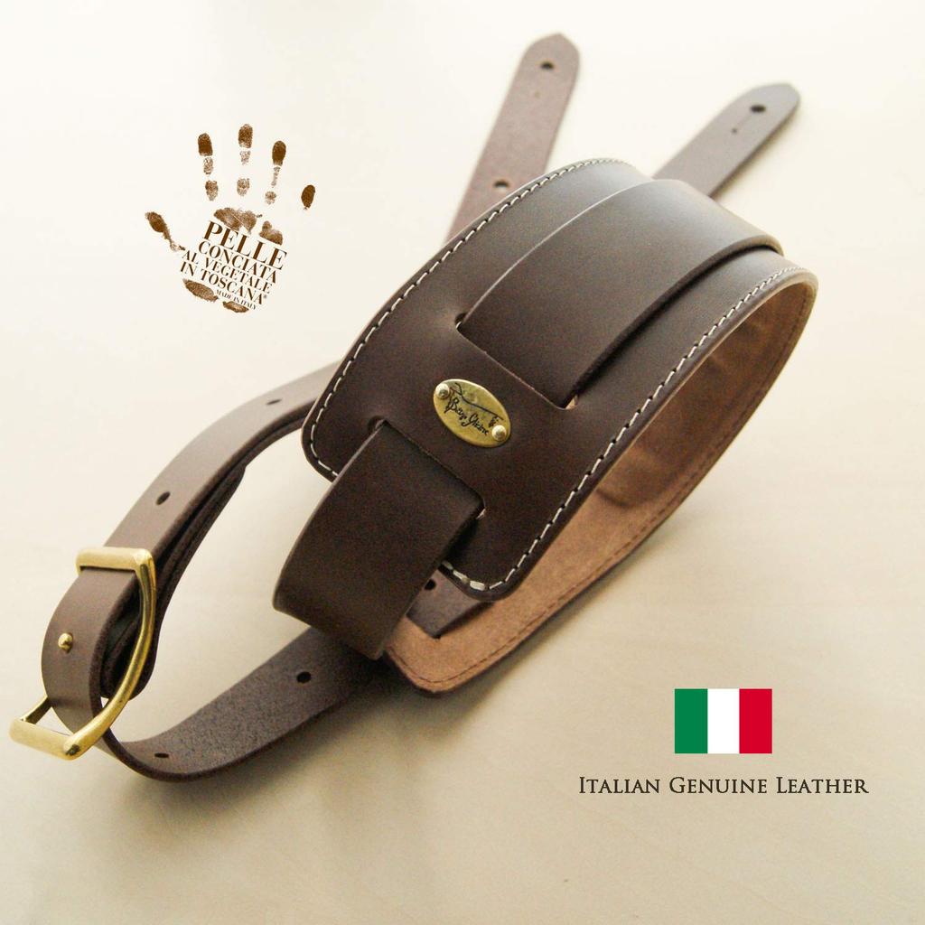 Bottega Glicine Echtes Italienisches Leder Gitarrengurt für Gitarre (Dunkelbraun) 100-150cm Bass/E-Gitarre