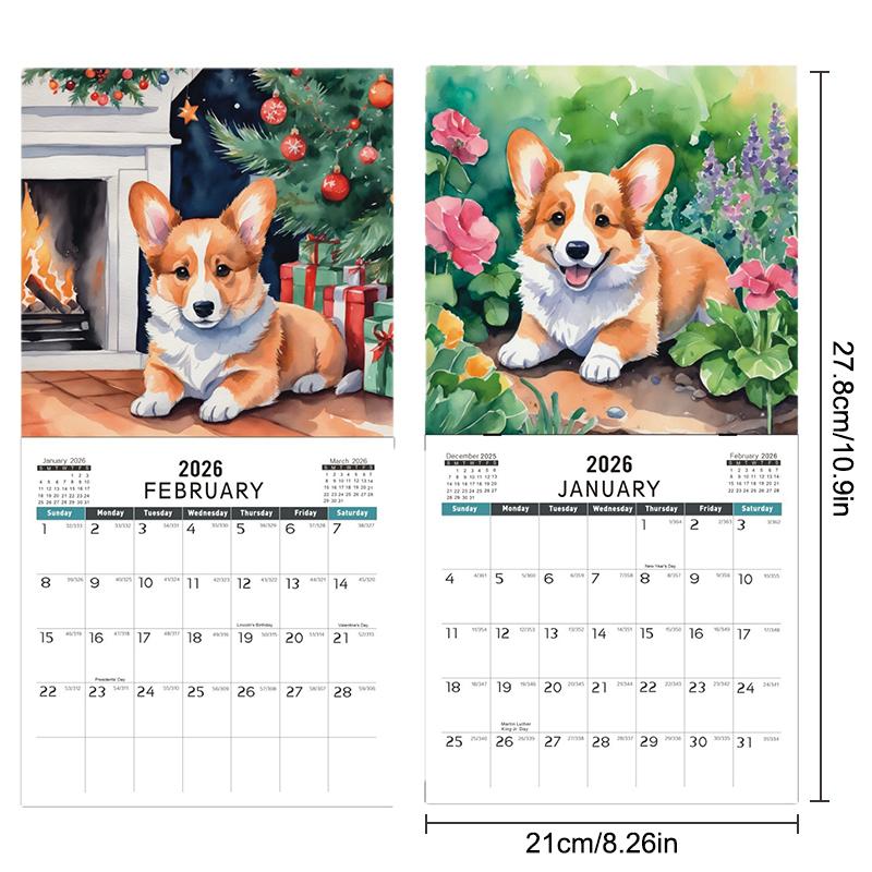 

Funny Wall Calendar Corgi Dog Monthly Hangable Wall Calendar Monthly 12 Month Family Organizer Calendar Home Office Decor