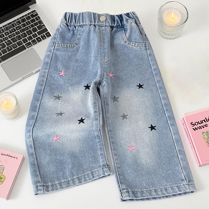 Dívčí měkké prané široké džínové džíny na podzim 2025