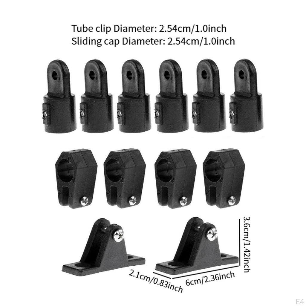 Boat Bimini Top Fittings Hardware 4 Jaw Slide 12 Pieces Black Accessories 1 Inch, 7/8 Inch 2