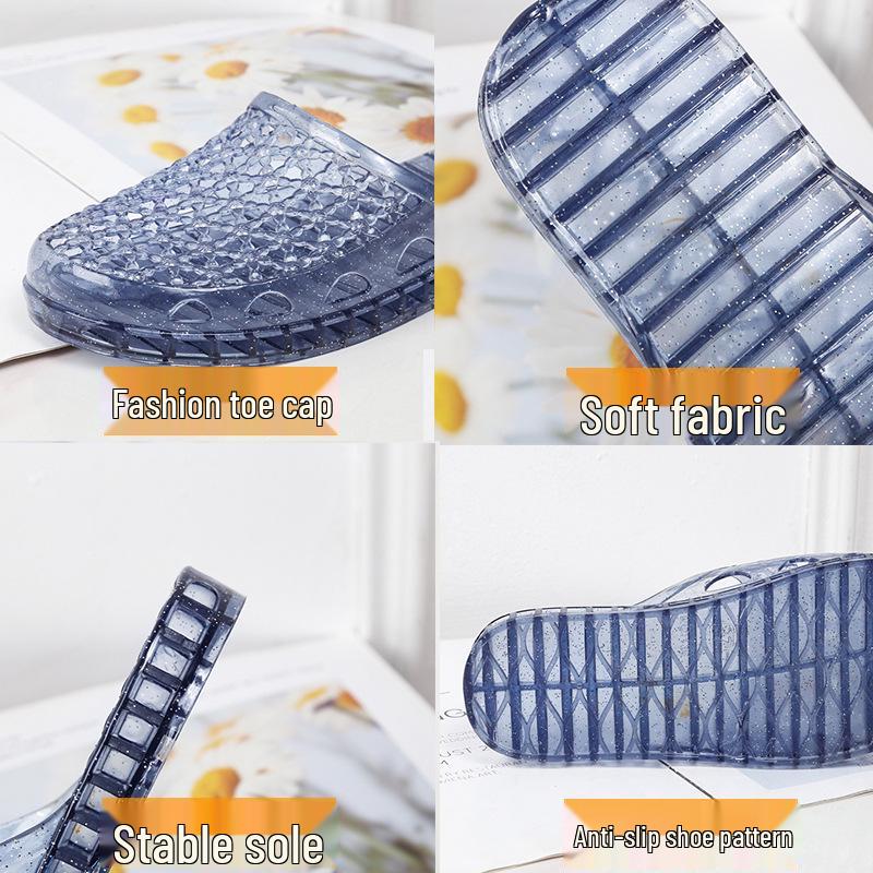 Women's Crystal Flat Sandals - Lightweight, Non-slip, Breathable Fashion for Spring & Summer