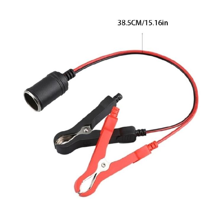 for w/ Battery Clamp Battery Clip-On & Cigarette Lighter Extension Cord Plug Soc