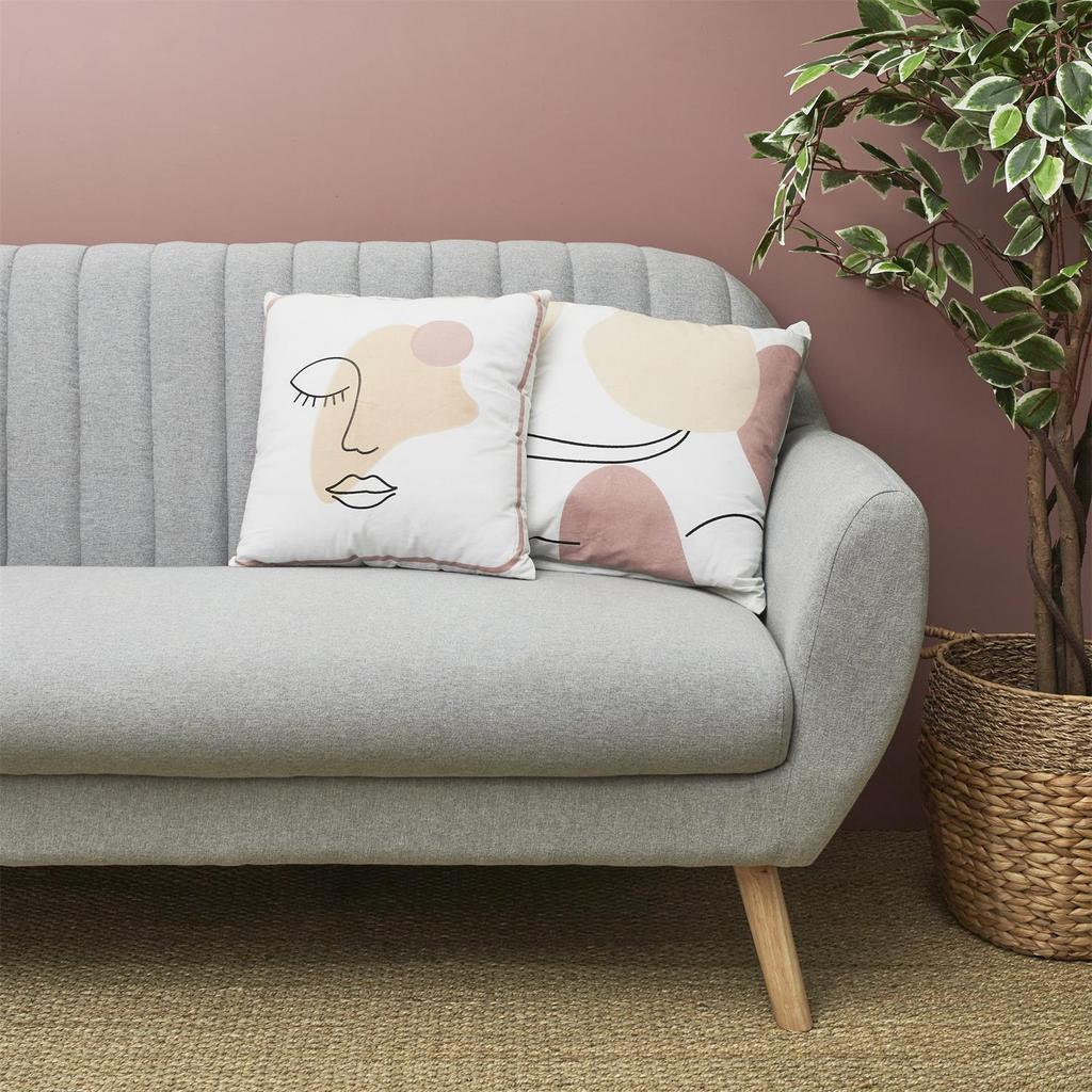 Arty pastel face decorative pillow 40x40 cm