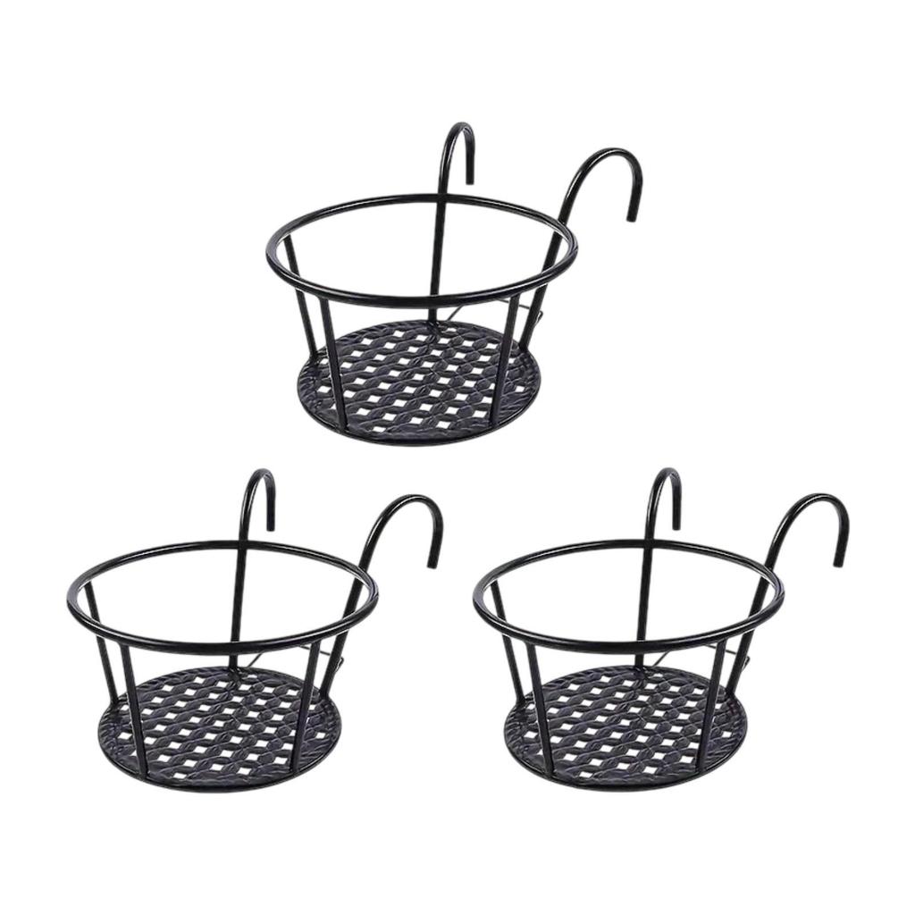 3 Pieces Hanging Planters Basket Home Railing Round Hanging Railing Planter