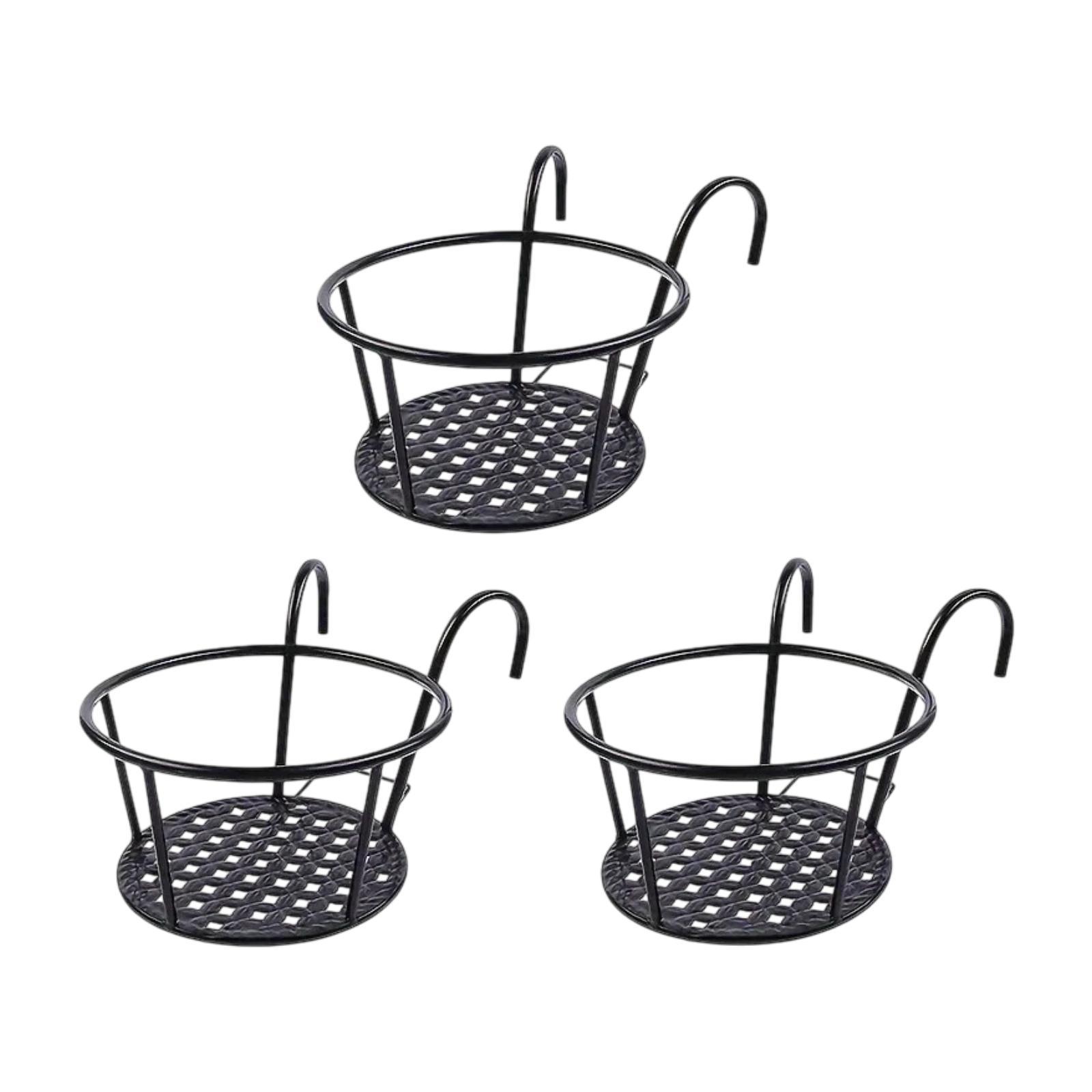 

3x Hanging Planters Basket Yard Nursery Porch Round Hanging Railing Planter чорний