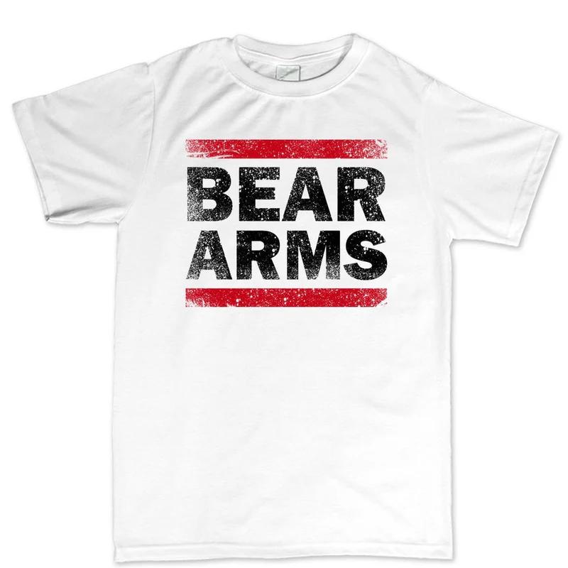 

Bear Arms Cotton TShirt Casual Athletic Streetwear Unisexs Fitness Muscle Workout White 4XL