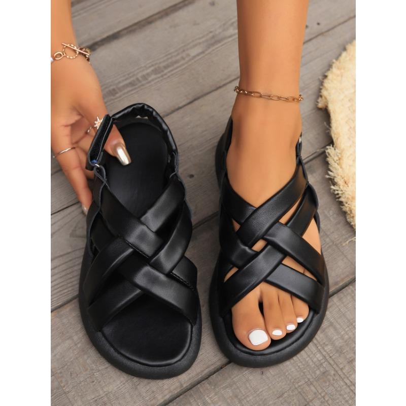 Sandálias Novas Mulheres Verão Senhoras Sandálias Rasteiras Moda Velcro Sapatos de Praia