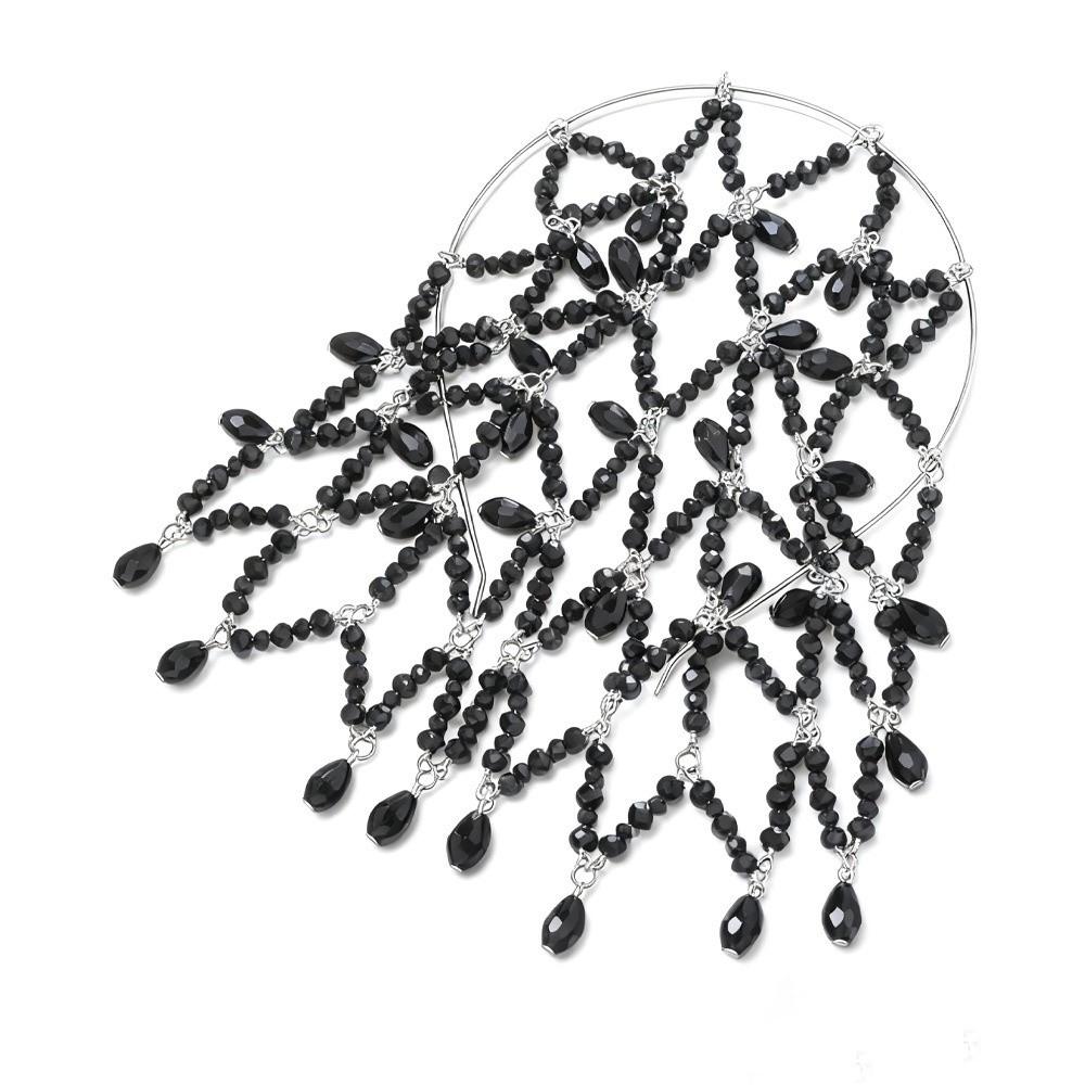 Přívěsek s kamínky Řetízek do vlasů Černá Dámský Šátek na hlavu Módní Svatba Řetízek na čelo Svatební dárek